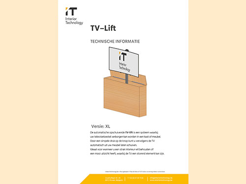 TV lift technical specifications XL NL
